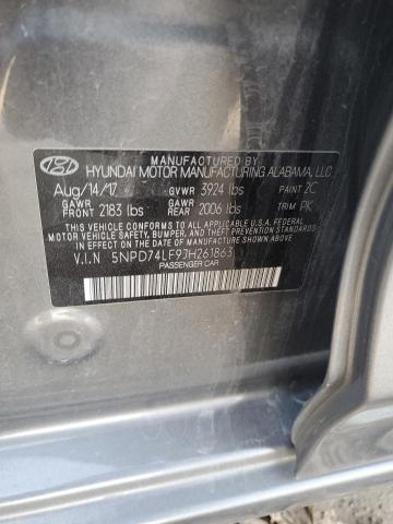 5NPD74LF9JH261863 - 2018 HYUNDAI ELANTRA SE GRAY photo 12