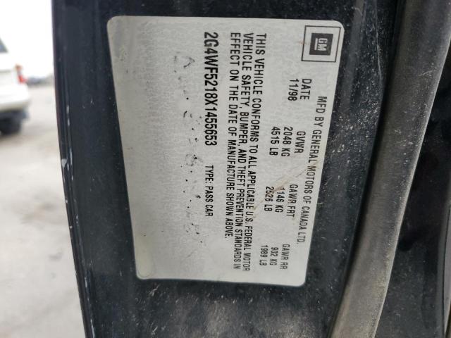 2G4WF5218X1455653 - 1999 BUICK REGAL GS BLACK photo 12