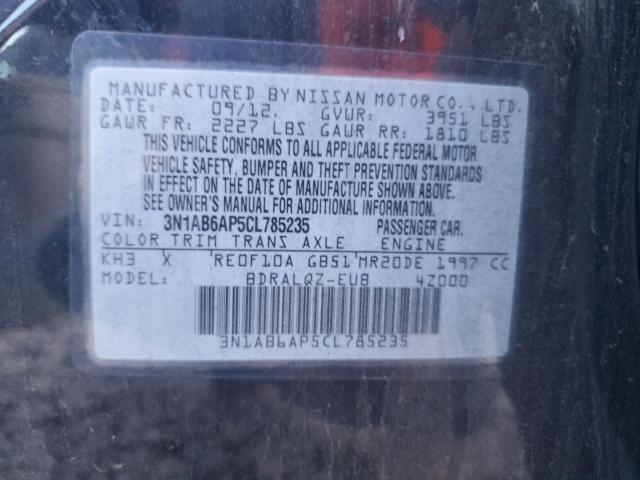 3N1AB6AP5CL785235 - 2012 NISSAN SENTRA 2.0 BLACK photo 12