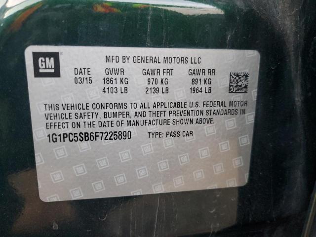 1G1PC5SB6F7225890 - 2015 CHEVROLET CRUZE LT GREEN photo 12