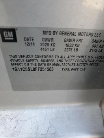 1G11C5SL0FF251583 - 2015 CHEVROLET MALIBU 1LT Күміс фото 13