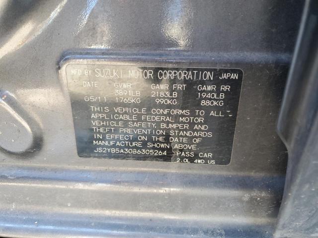 JS2YB5A30B6305264 - 2011 SUZUKI SX4 GRAY photo 12