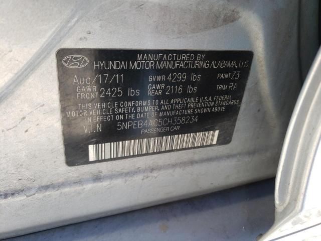 5NPEB4AC5CH358234 - 2012 HYUNDAI SONATA GLS SILVER photo 12