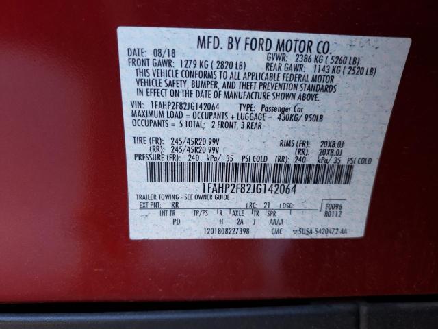 1FAHP2F82JG142064 - 2018 FORD TAURUS LIMITED RED photo 12