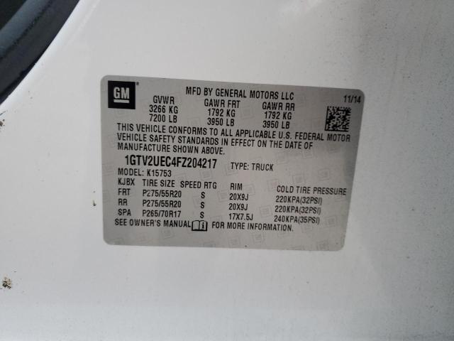 1GTV2UEC4FZ204217 - 2015 GMC SIERRA K1500 SLE WHITE photo 12