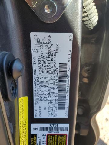 5TFJU4GN1EX054794 - 2014 TOYOTA TACOMA DOUBLE CAB PRERUNNER CHARCOAL photo 12