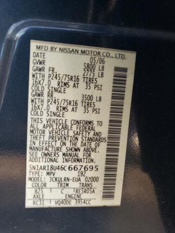 5N1AR18U46C667695 - 2006 NISSAN PATHFINDER LE BLUE photo 13