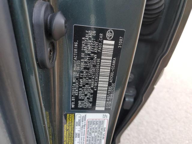 4T1BE32K05U090496 - 2005 TOYOTA CAMRY LE GREEN photo 12