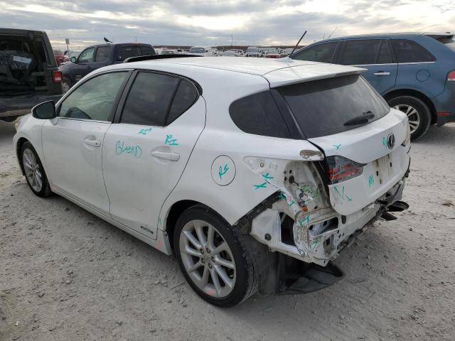 JTHKD5BHXC2070464 - 2012 LEXUS CT 200 WHITE photo 2