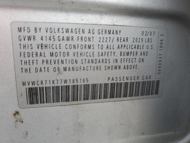 WVWCR71K77W185165 - 2007 VOLKSWAGEN RABBIT SILVER photo 13