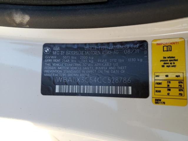 WBALX3C54CC528786 - 2012 BMW 650 I WHITE photo 12