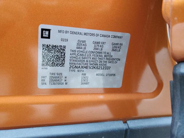 2GNAXHEV2K6212337 - 2019 CHEVROLET EQUINOX LS ORANGE photo 13