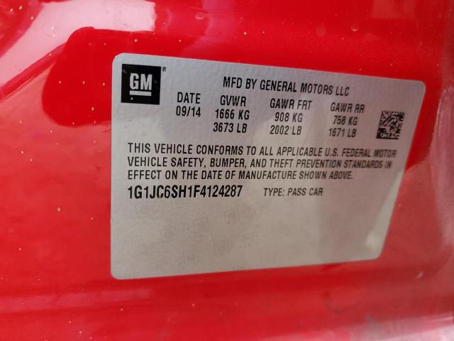 1G1JC6SH1F4124287 - 2015 CHEVROLET SONIC LT RED photo 12