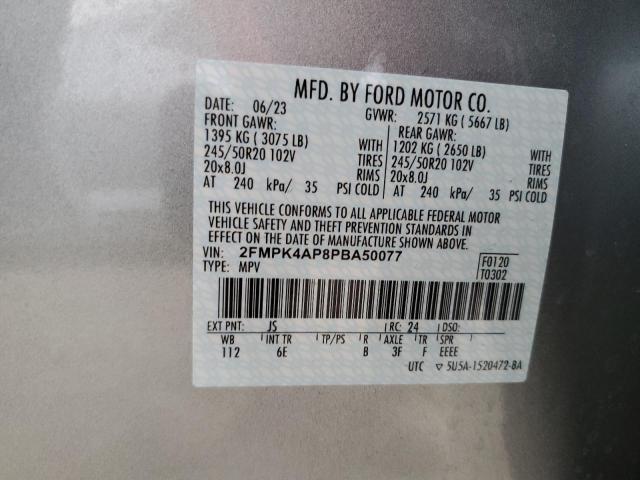 2FMPK4AP8PBA50077 - 2023 FORD EDGE ST SILVER photo 13