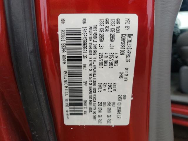 1A4GP45R86B681136 - 2006 CHRYSLER TOWN & COU წითელი ფოტო 13