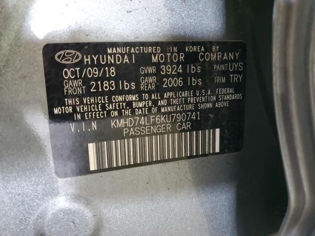 KMHD74LF6KU790741 - 2019 HYUNDAI ELANTRA SE GRAY photo 13