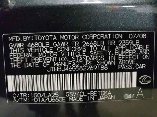 JTHBJ46G582269188 - 2008 LEXUS ES 350 CHARCOAL photo 12