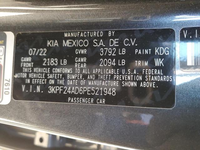 3KPF24AD6PE521948 - 2023 KIA FORTE LX CHARCOAL photo 12