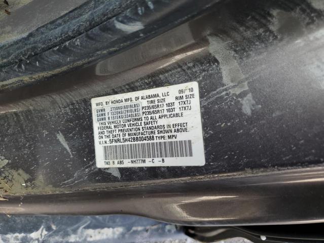 5FNRL5H42BB004588 - 2011 HONDA ODYSSEY EX GRAY photo 10