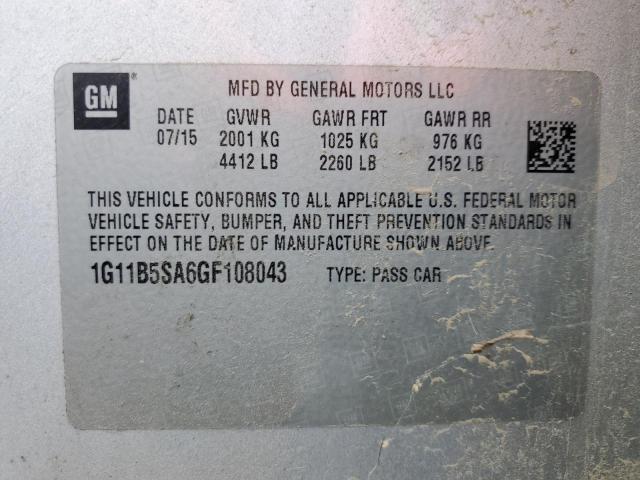 1G11B5SA6GF108043 - 2016 CHEVROLET MALIBU LIM LS SILVER photo 12