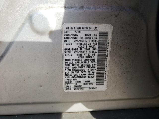 JN8AT2MV3GW148300 - 2016 NISSAN ROGUE S SILVER photo 14