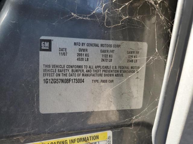 1G1ZG57N08F173004 - 2008 CHEVROLET MALIBU CLA LS GRAY photo 12