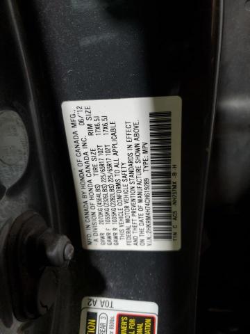 2HKRM4H74CH619289 - 2012 HONDA CR-V EXL GRAY photo 13