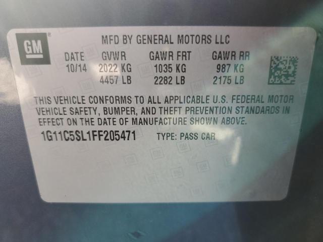 1G11C5SL1FF205471 - 2015 CHEVROLET MALIBU 1LT ლურჯი ფოტო 12