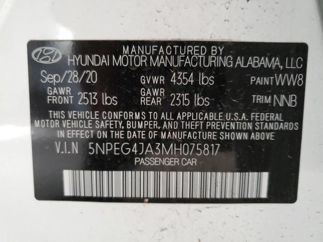 5NPEG4JA3MH075817 - 2021 HYUNDAI SONATA SE WHITE photo 13