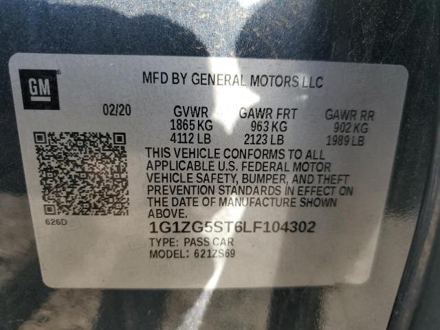 1G1ZG5ST6LF104302 - 2020 CHEVROLET MALIBU RS 石墨色 照片 12