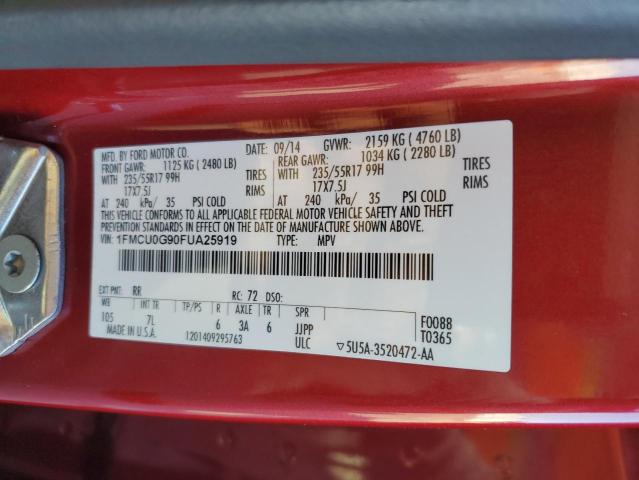 1FMCU0G90FUA25919 - 2015 FORD ESCAPE SE RED photo 14