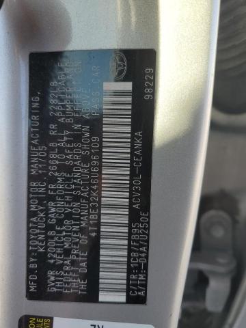 4T1BE32K46U696109 - 2006 TOYOTA CAMRY LE SILVER photo 12