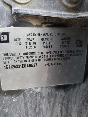 1G1125S31EU140277 - 2014 CHEVROLET IMPALA LT GRAY photo 12