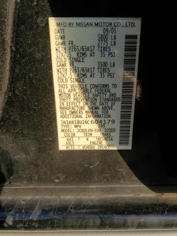 5N1AR18U16C604179 - 2006 NISSAN PATHFINDER LE BLACK photo 13