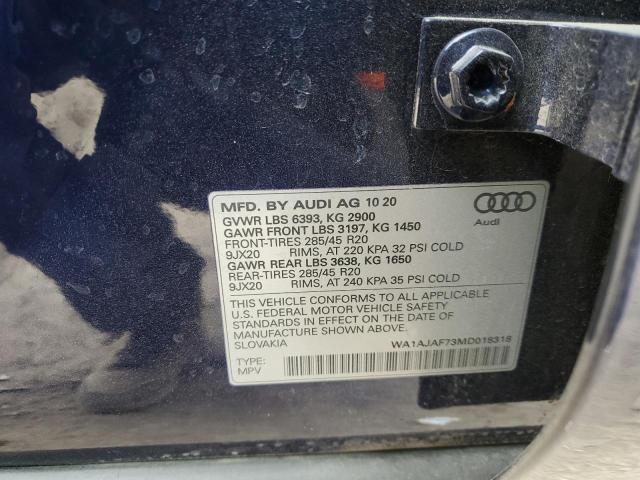 WA1AJAF73MD018318 - 2021 AUDI Q7 PREMIUM BLUE photo 14