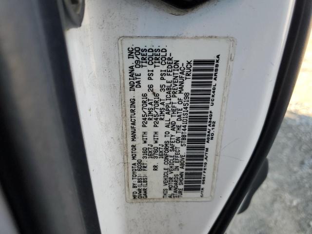 5TBBT44101S145198 - 2001 TOYOTA TUNDRA ACCESS CAB თეთრი ფოტო 12