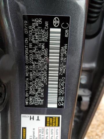 JTDKARFU8K3100885 - 2019 TOYOTA PRIUS CHARCOAL photo 13