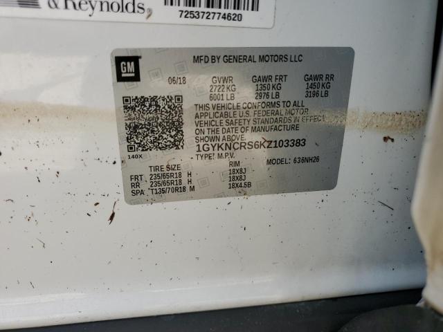 1GYKNCRS6KZ103383 - 2019 CADILLAC XT5 LUXURY Beyaz fotoğraf 14