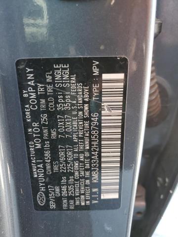 KM8J33A42HU587946 - 2017 HYUNDAI TUCSON LIMITED GRAY photo 13