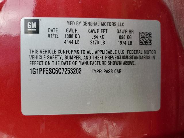 1G1PF5SC6C7253202 - 2012 CHEVROLET CRUZE LT RED photo 13