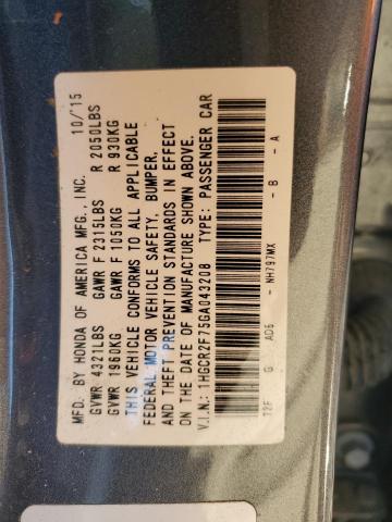 1HGCR2F75GA043208 - 2016 HONDA ACCORD EX CHARCOAL photo 13