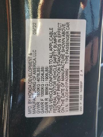 19UDE4H31PA008882 - 2023 ACURA INTEGRA A-SPEC BLACK photo 12