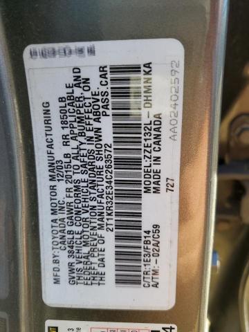 2T1KR32E34C263572 - 2004 TOYOTA COROLLA MA XR GRAY photo 12