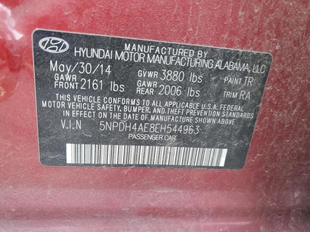 5NPDH4AE8EH544963 - 2014 HYUNDAI ELANTRA SE BURGUNDY photo 12