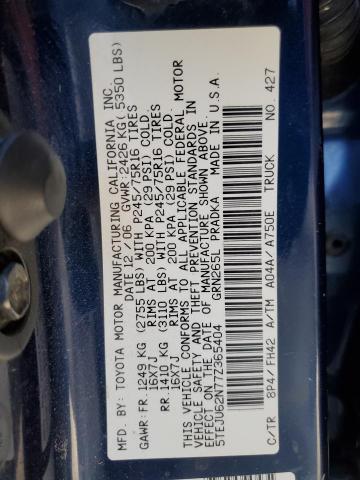 5TEJU62N77Z365404 - 2007 TOYOTA TACOMA DOUBLE CAB PRERUNNER BLUE photo 12