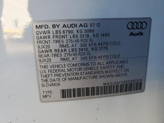 WA1LGAFE9DD002534 - 2013 AUDI Q7 PREMIUM PLUS WHITE photo 12