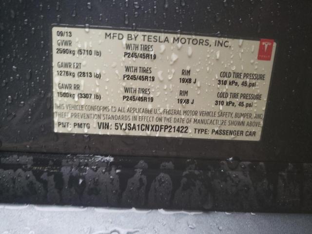 5YJSA1CNXDFP21422 - 2013 TESLA MODEL S Grafit foto 12