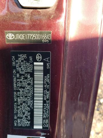 JTKDE177250016843 - 2005 TOYOTA SCION TC MAROON photo 12