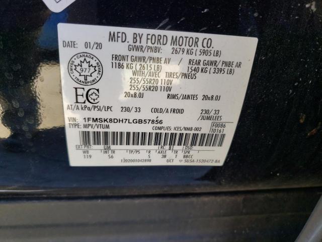 1FMSK8DH7LGB57856 - 2020 FORD EXPLORER XLT BLACK photo 14