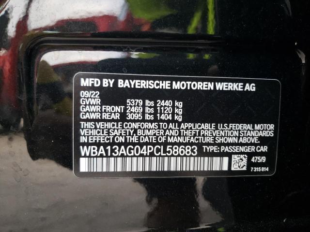 WBA13AG04PCL58683 - 2023 BMW 530E BLACK photo 12